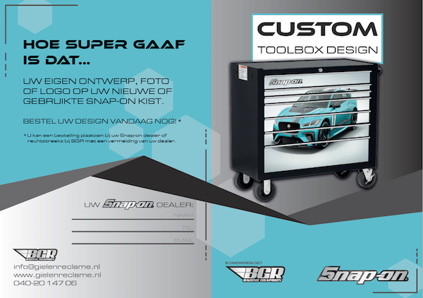 Customize jouw Snap-on Toolbox snel en simpel met jouw eigen favoriete design!